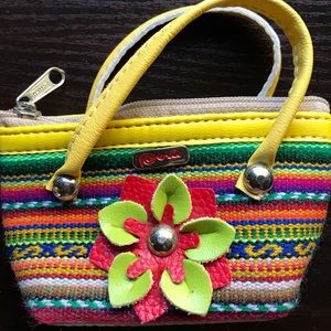 Mini Tote with multicolored Peruvian design made in Peru new